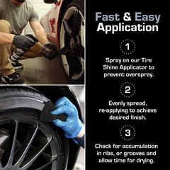 Ethos Graphene Shine before after image demonstrates dramatic tire and trim enhancement