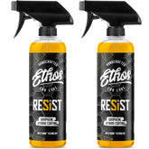 Ethos Resist graphene spray bottle ready for quick, glossy protection on a car.