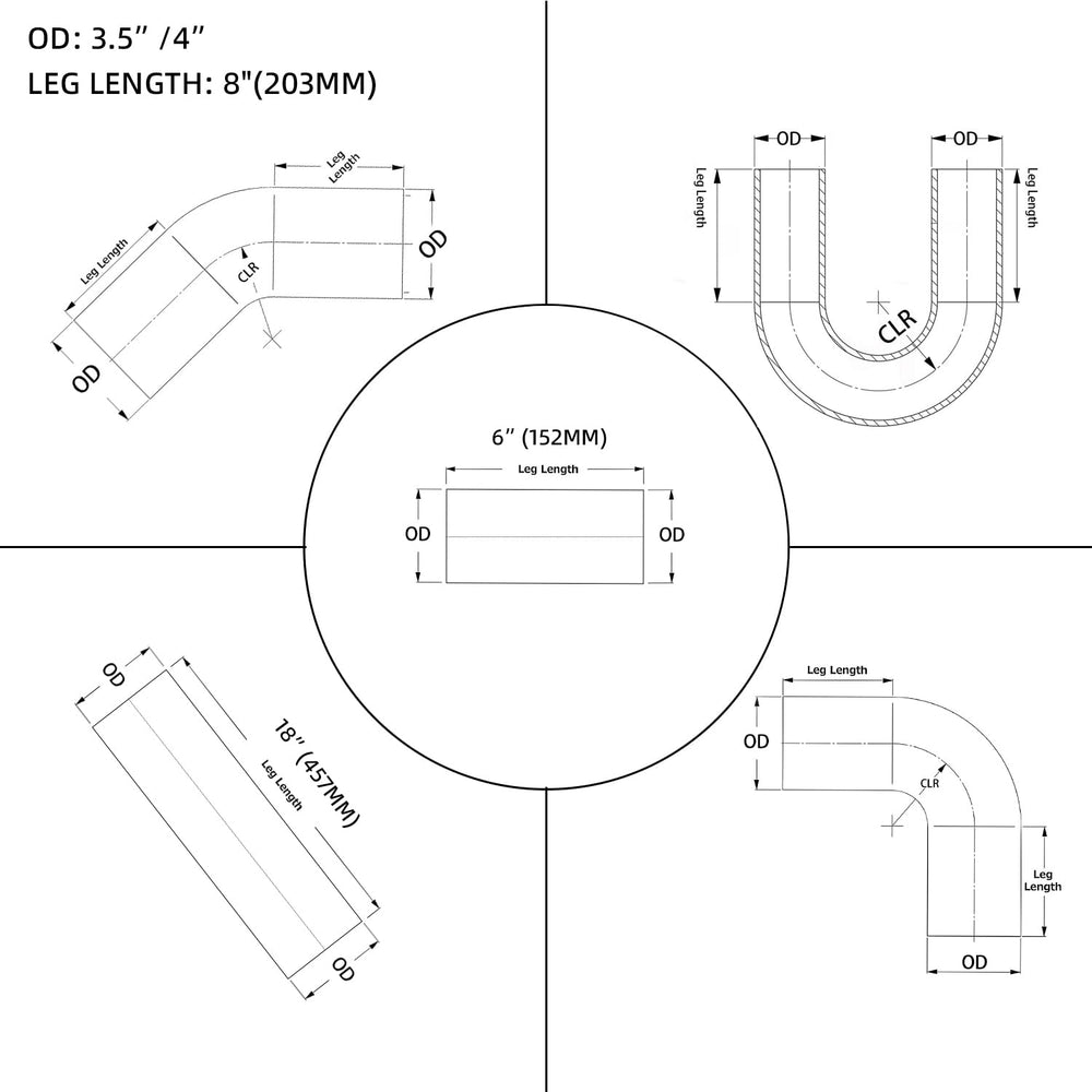ETL INDUSTRIES 45-degree elbows for versatile intercooler routing in tight spaces.
