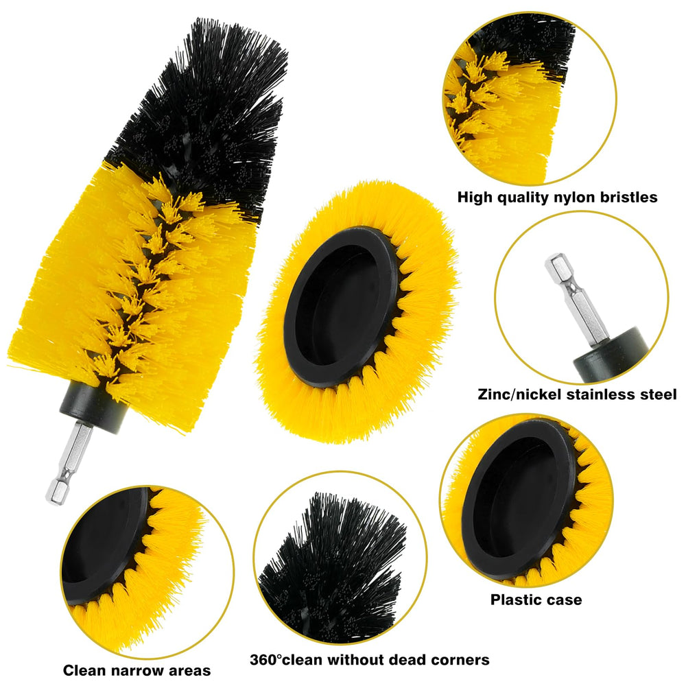 ETOUPA 2-inch round flat brush reaches tight areas and grout lines.