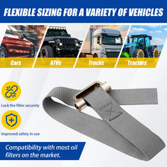 Eudaimonia heavy-duty strap wrench compatible with one-half drive for precise control.