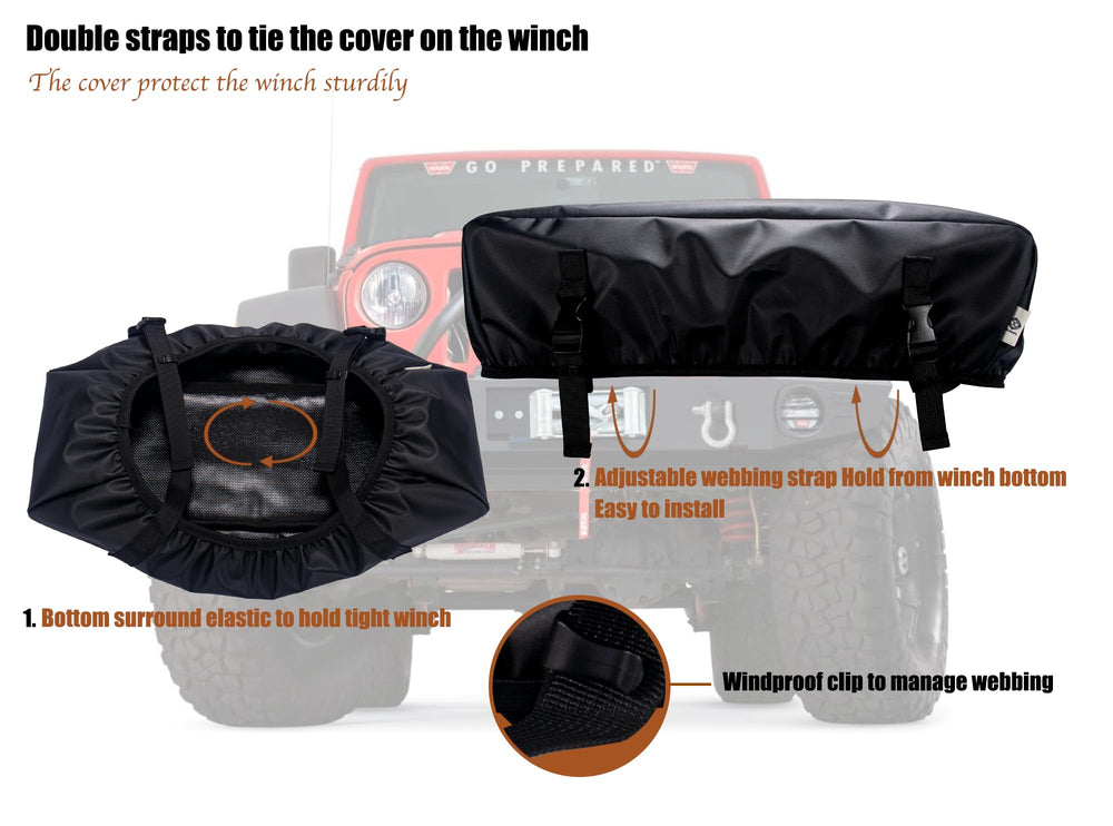 Eudora winch cover demonstrates quick, easy install with straps