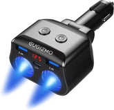 EUGIZMO dual car charger adapter with PD 30W port powering GPS and dash cam