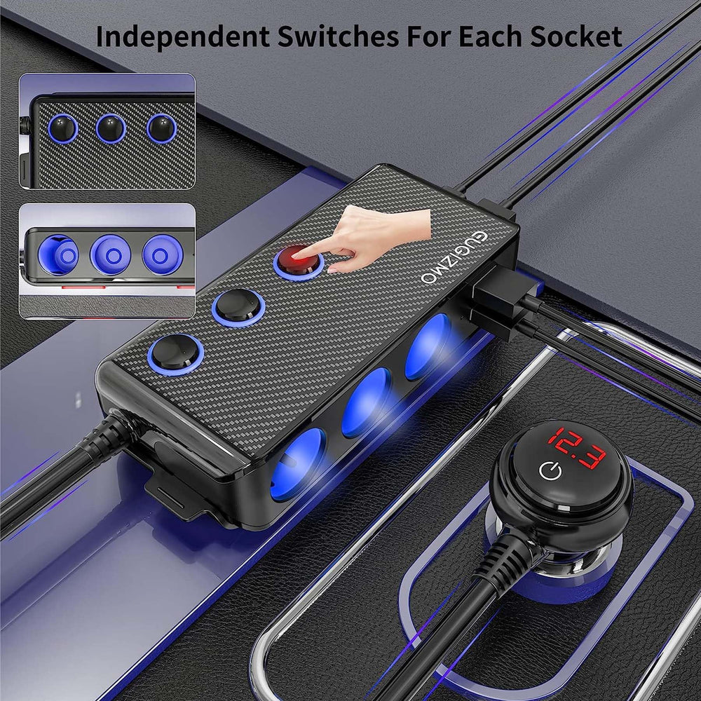 Eugizmo LED voltage display shows real-time car battery status during driving.