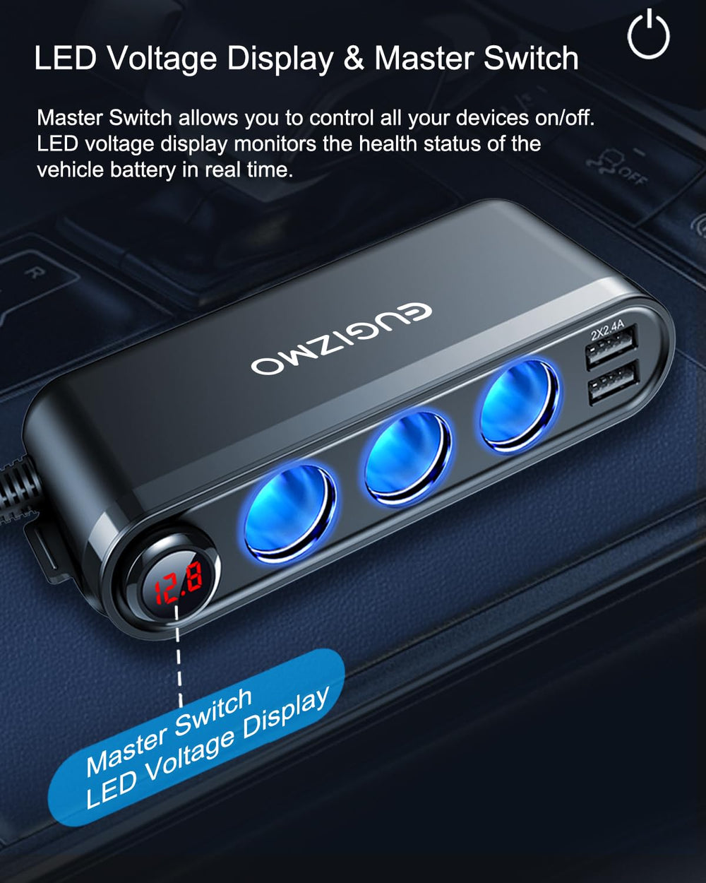 Eugizmo master switch at the front for easy on/off control