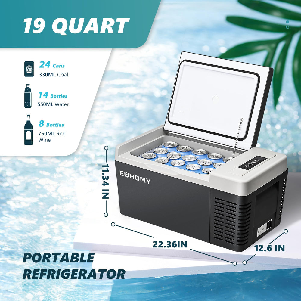 EUHOMY 12V fridge app control demonstrates wireless temperature management.