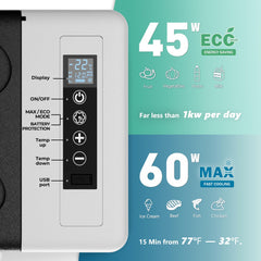 EUHOMY 12V fridge DC/AC adapters shown for home and car use.
