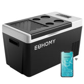 EUHOMY front view of 23QT fridge showing compact design and portability