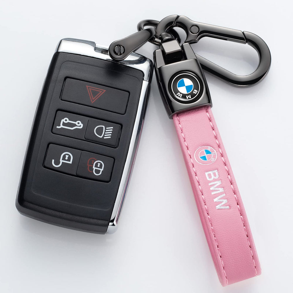 EULIX BMW series keychain side view showing zinc alloy shine and 360-degree rotation