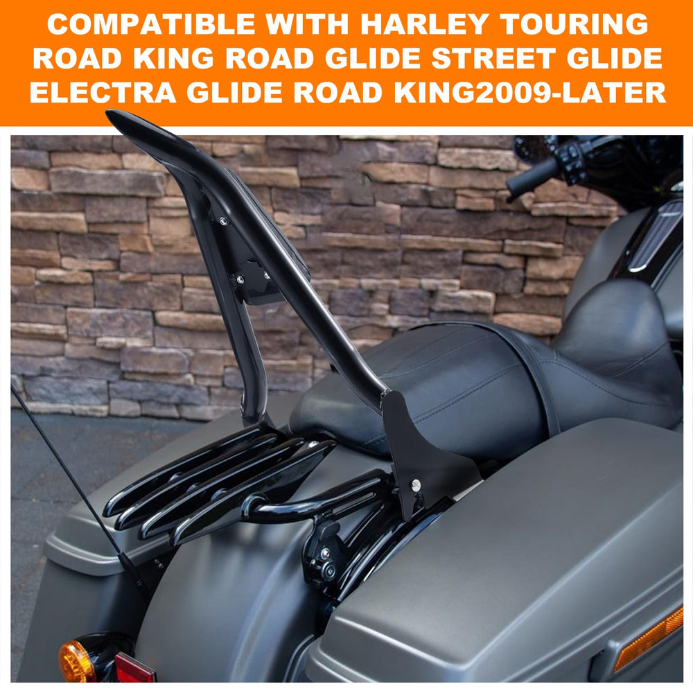 Eumti detachable backrest with docking latches adds secure, tool-free mounting on touring models.