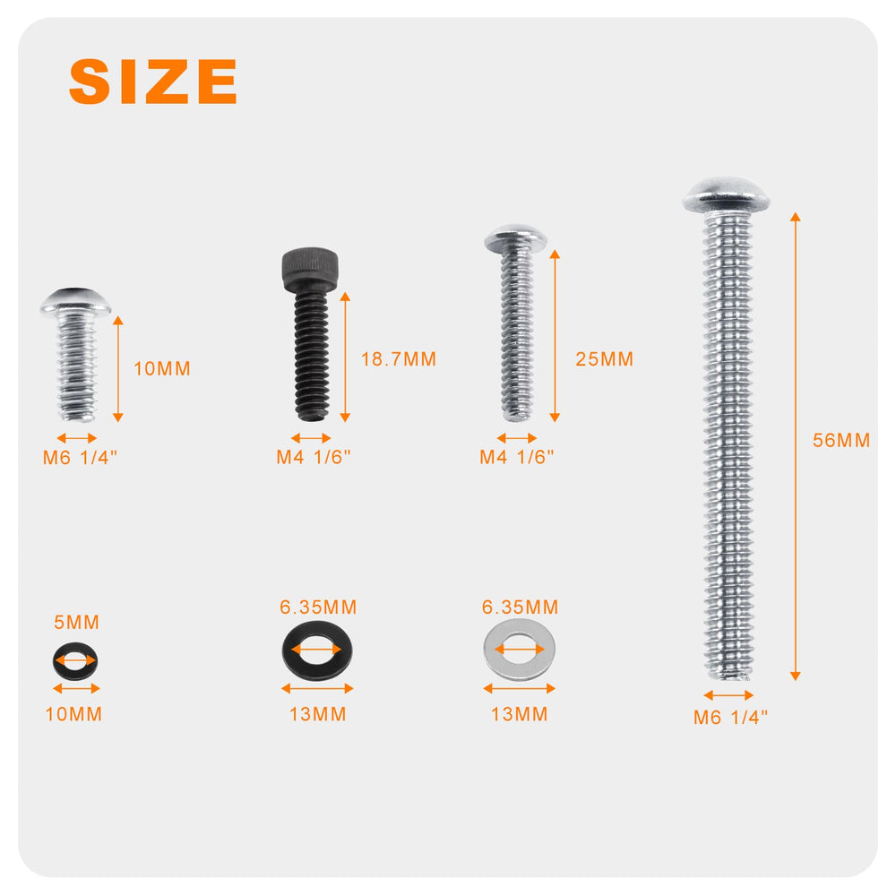 Eumti M4 4.5mm screws with flat washers included