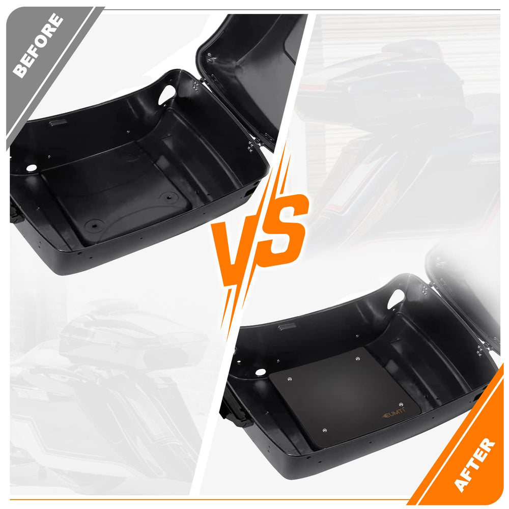 Eumti metal base plate Harley compatibility image confirms Rushmore Razor/Chopped/King fit.