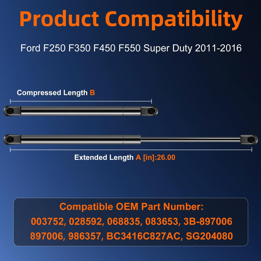 Euplokeer two-pack hood struts installed on Ford F-Series 2011-2016.