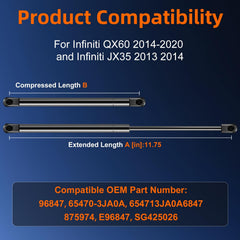 Euplokeer hood strut lift side view for QX60, steady control