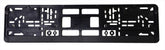 European License Plates standard black holder front view showing a sleek, universal mounting solution