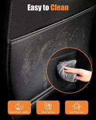 EVANDCAR leather seat back protector for Tesla Model X shields seat backs from mud and scuffs.