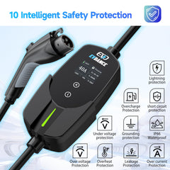 EVDANCE Level 2 EV Charger adjustable current from 10 to 40 amps.