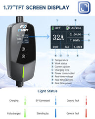 EVDANCE Level 2 charger port with J1772 plug for non-Tesla EVs, universal compatibility.