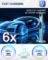 EVDANCE LED display screen shows real-time charging data.