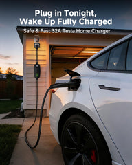 EVDANCE Level 2 charger with 25 ft cable enables flexible parking.
