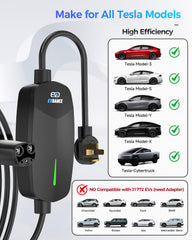EVDANCE NACS-compatible design supports Tesla models with plug-in charging.