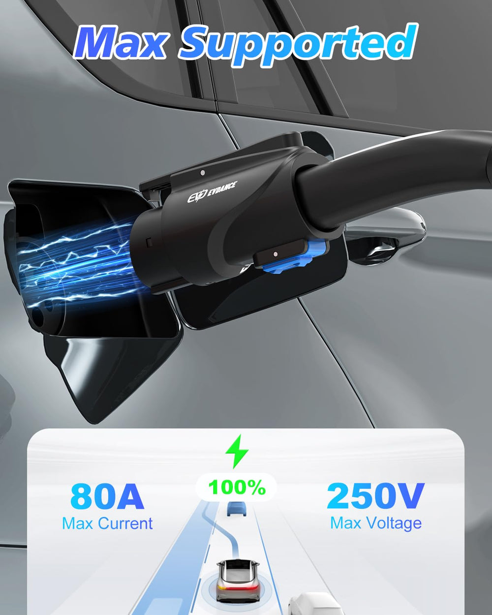 EVDANCE NACS to J1772 adapter portable-design ideal for on the road.
