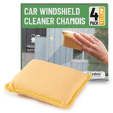 Evelots car windshield cleaner chamois 4-pack removes fog and grime from windows.