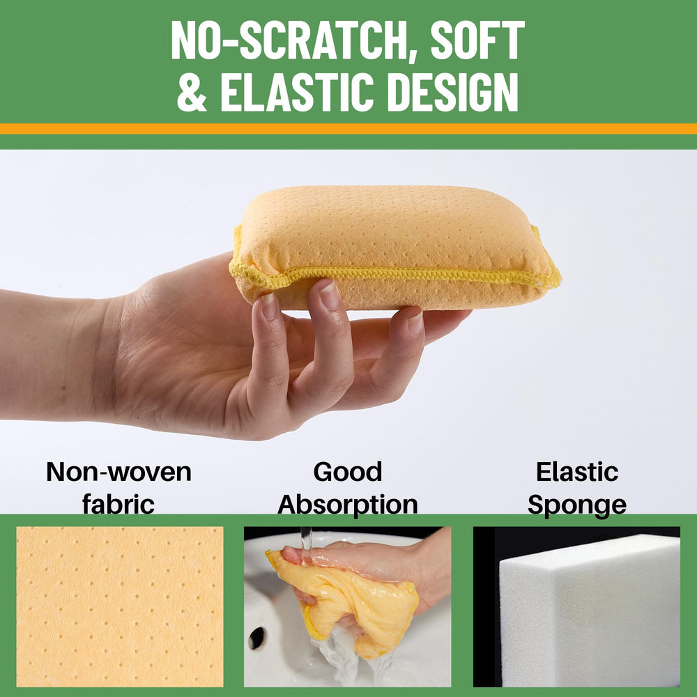 Evelots yellow cleaning cloth for windows stays gentle on surfaces.