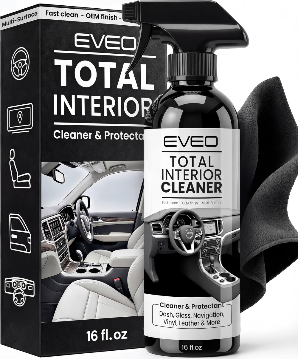 EVEO Total Interior Cleaner bottle pour enables quick, even spray for a fast interior refresh.
