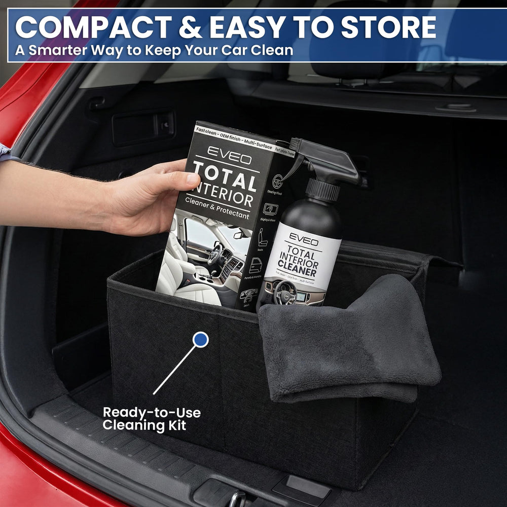 EVEO interior kit image highlights an all-in-one solution for a simplified cleaning routine.