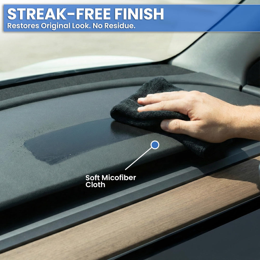 EVEO multi-surface cleaner proves versatility across leather, vinyl, and plastic materials.