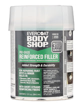 Evercoat Body Shop 105010 reinforced filler applied to metal panel for a durable repair.