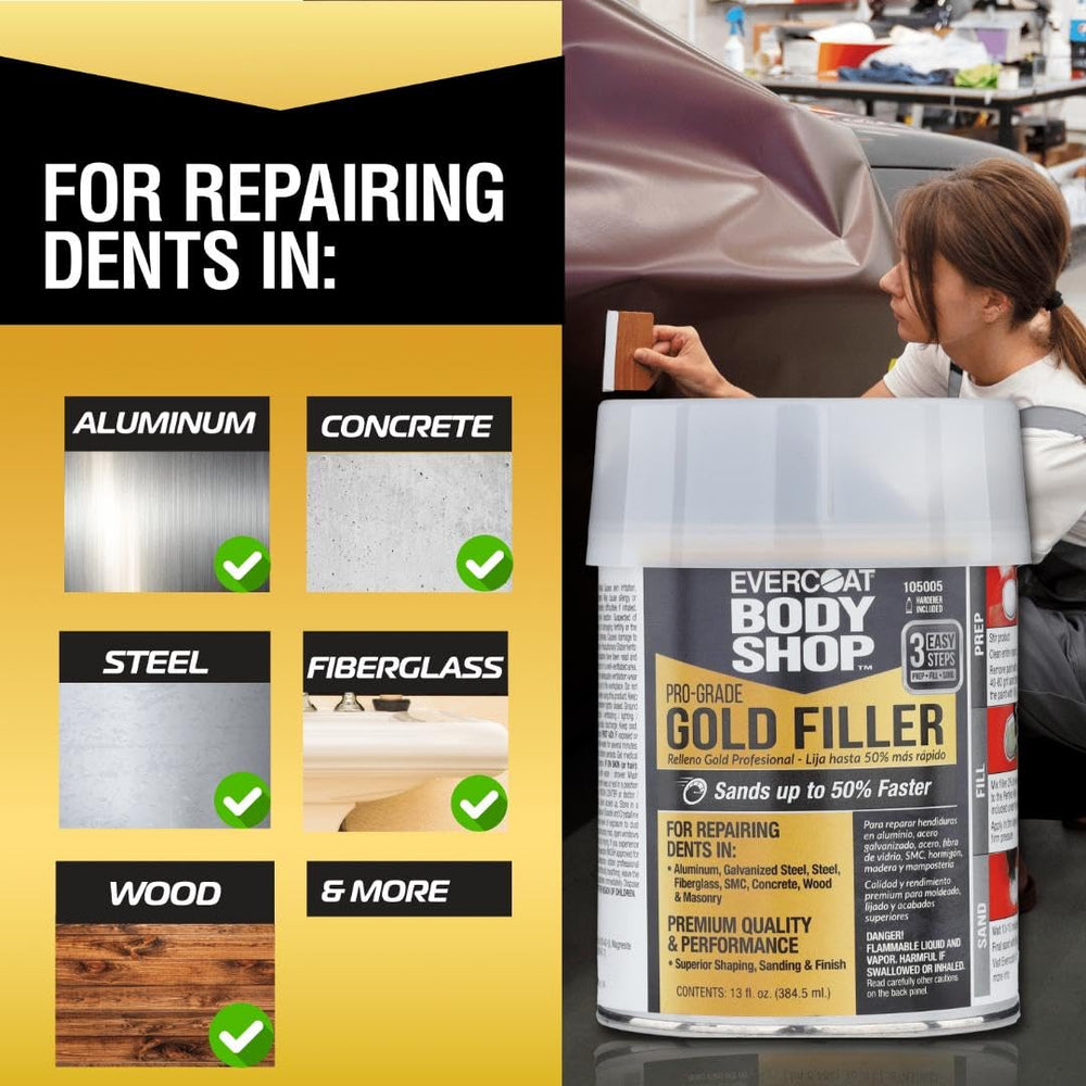 Evercoat Body Shop Gold Filler cream hardener included for precise mix