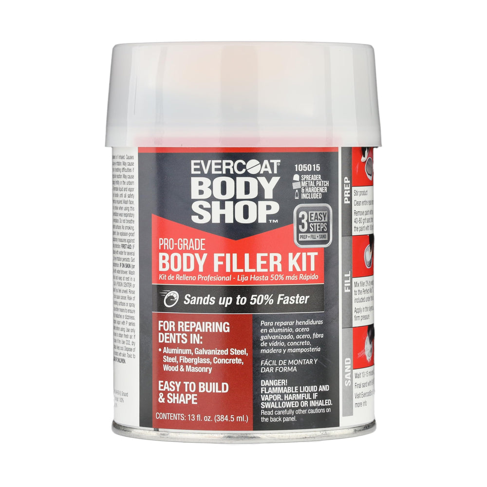 Evercoat Body Shop Pro-Grade Filler Kit packaging shown for convenient in-box use.