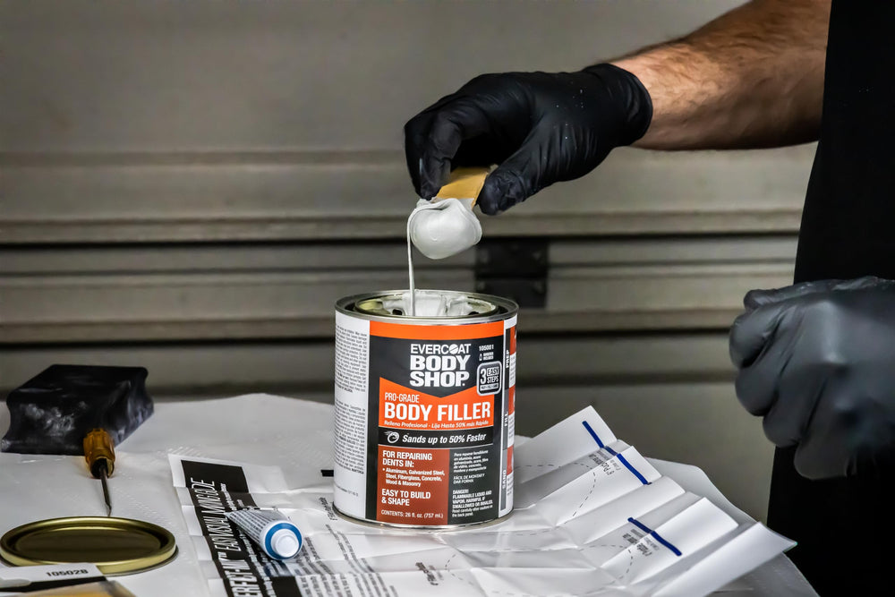 Evercoat Body Shop vertical-hold formula provides reliable shape on upright surfaces.