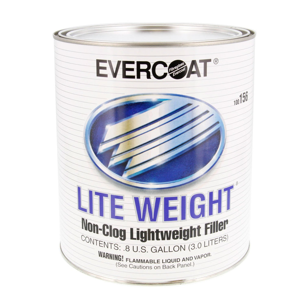 Evercoat Lite Weight Body Filler 128 oz container; sands to a smooth, fine finish for repairs.