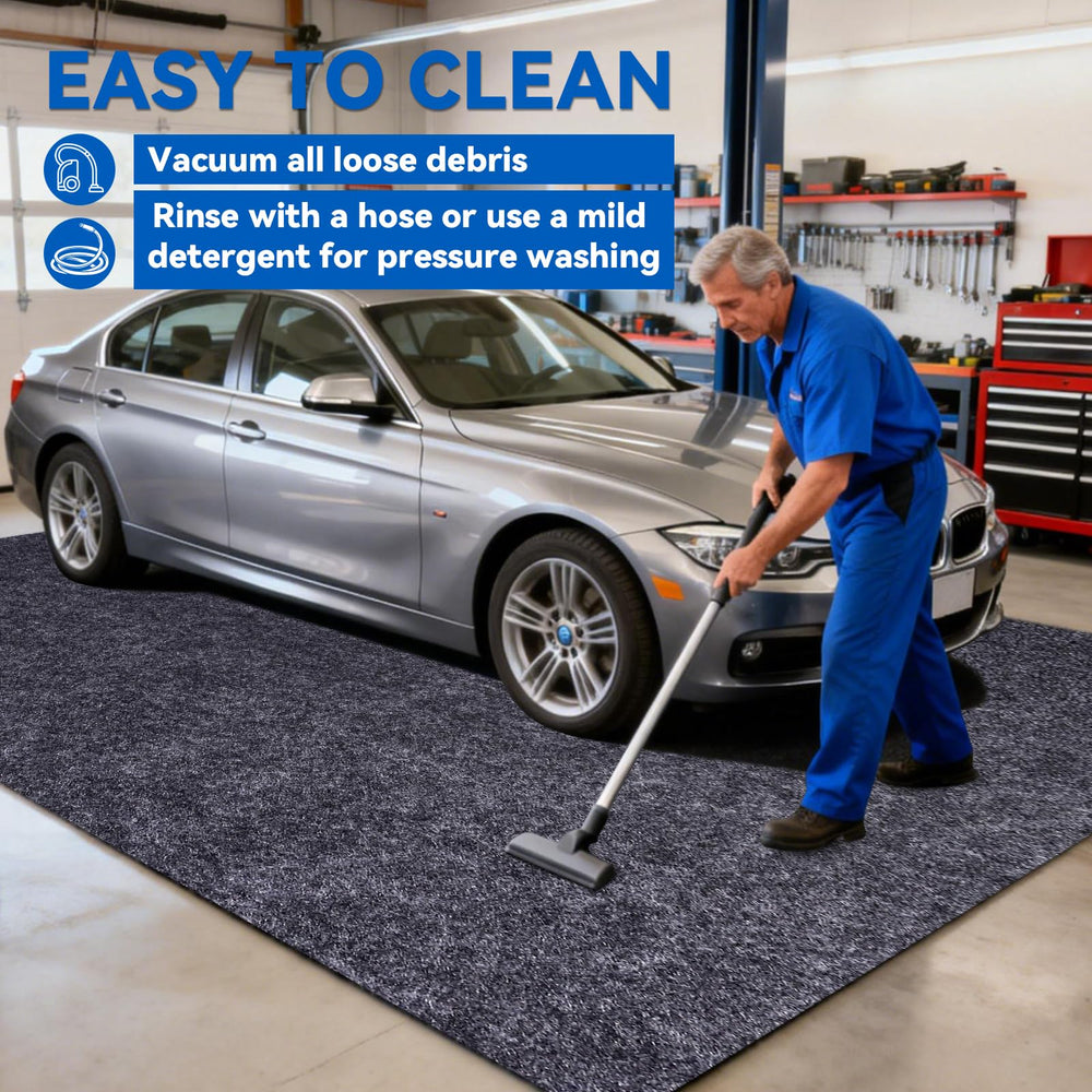 Evercomfy mat under vehicle demonstrates stable placement on concrete