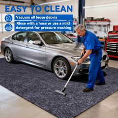 Evercomfy mat under vehicle demonstrates stable placement on concrete