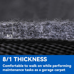 Evercomfy Garage Mat provides floor protection in a cluttered garage.