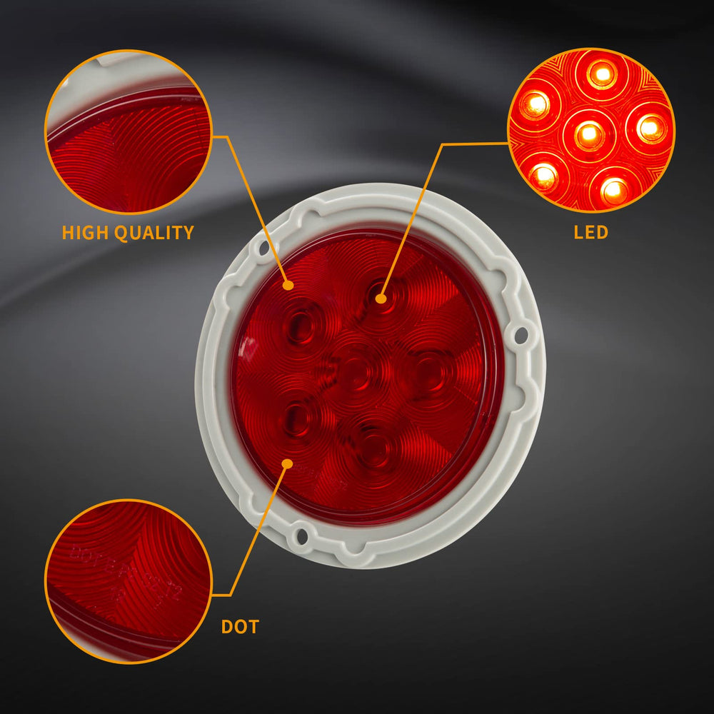 EVERESTHD 4-inch LED round tail light demonstrates rear lighting for Cascadia trucks.
