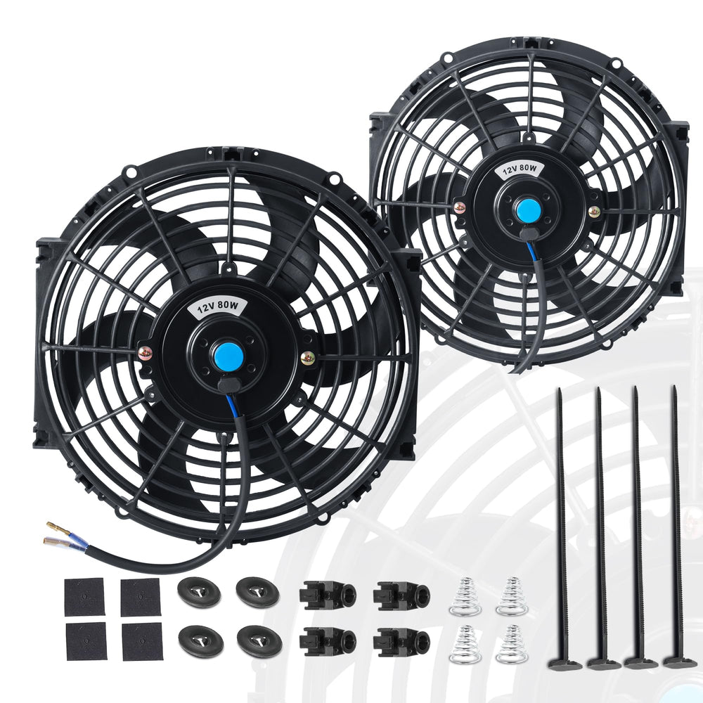 EVERESTWAY 10-inch radiator fan front view, compact design supports versatile vehicle cooling.