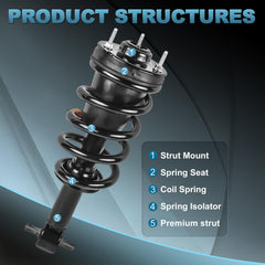EVERESTWAY front strut closeup piston rod showing durable chrome finish