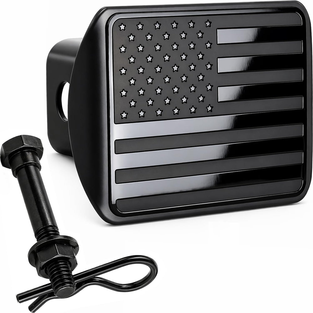 eVerHITCH usa flag emblem hitch cover adds rugged patriotic style and hitch protection.