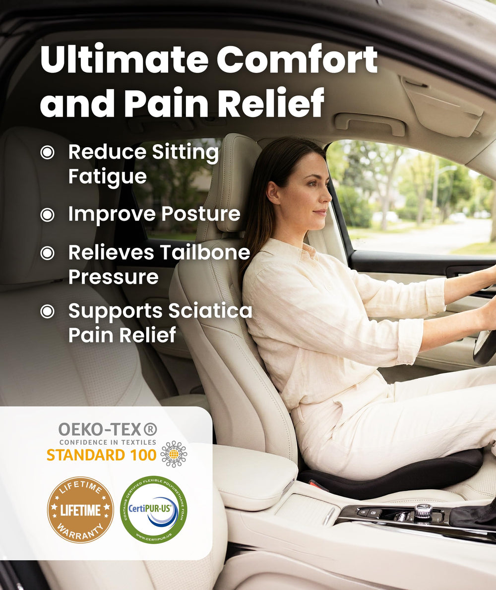 Everlasting Comfort ergonomic seat cushion supports posture during extended sitting