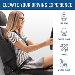 Everlasting Comfort non-slip bottom keeps cushion secure on car seats.