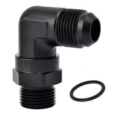 EVIL ENERGY 10AN flare-to-orb swivel adapter in black for tight-angle fuel lines.