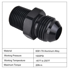 EVIL ENERGY 10AN flare-to-12NPT adapter aluminum close-up shows anodized black finish and precise threads.