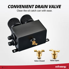 EVIL ENERGY bottom drain valve allows quick maintenance after use