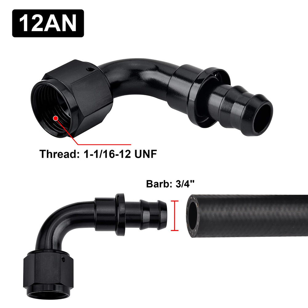 EVIL ENERGY 12AN 3/4-inch barb detail showing rubber line compatibility