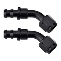 EVIL ENERGY 12AN 45-degree push-lock hose fitting end black, ideal for durable connections.